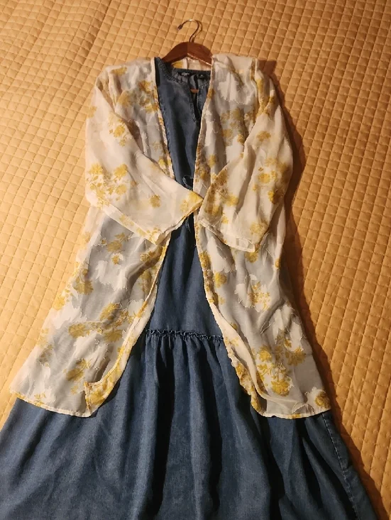 Lands' End Sleeveless Chambray Drawstring Maxi Denim Dress - Picture 6 of 12